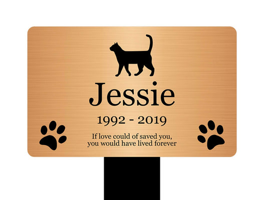 Personalised Cat Memorial Plaque Stake – Copper Engraved 142x250mm – by North By North East – Safety & Warning Signs