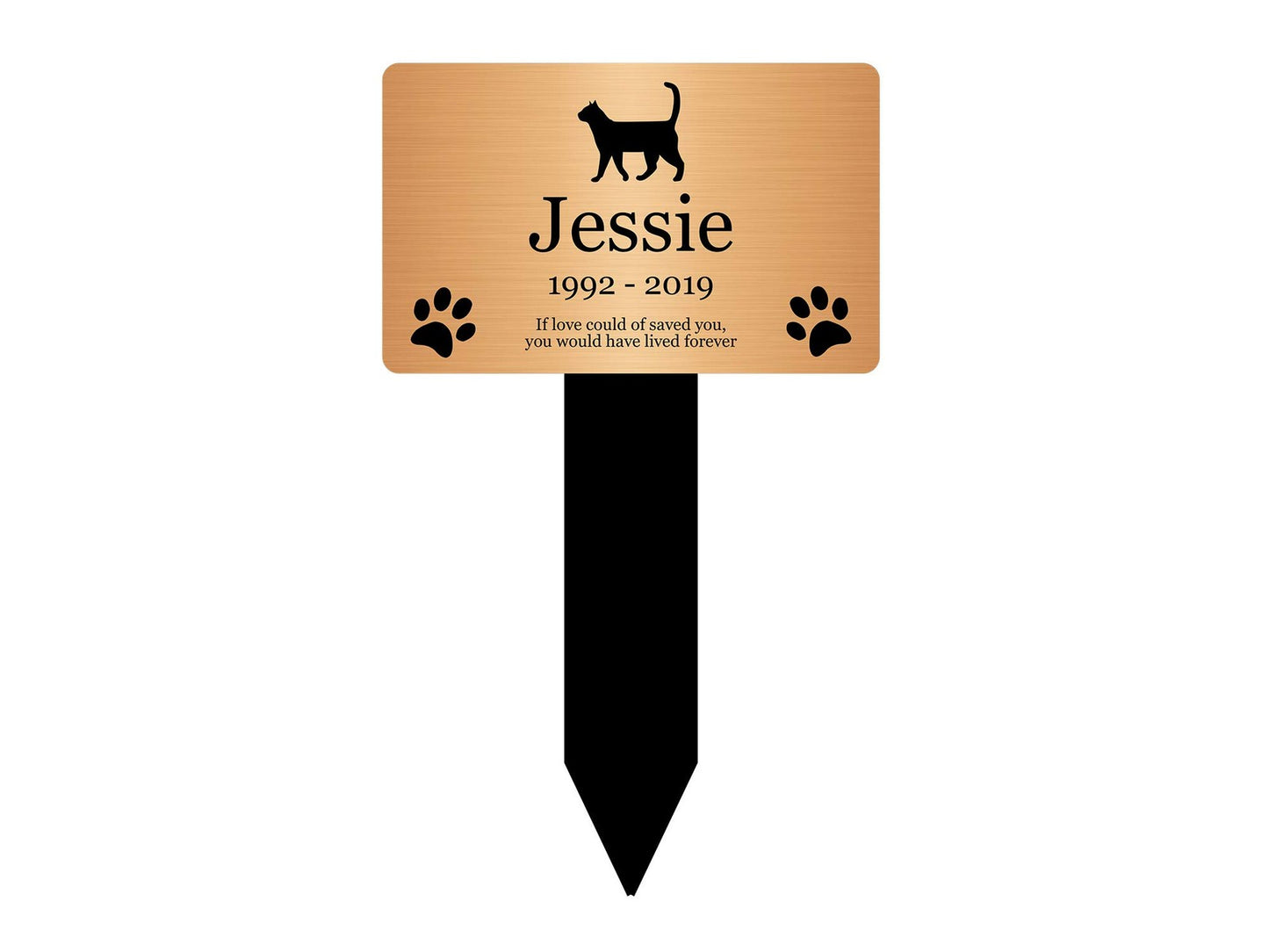 Personalised Cat Memorial Plaque Stake – Copper Engraved 142x250mm – by North By North East – Safety & Warning Signs