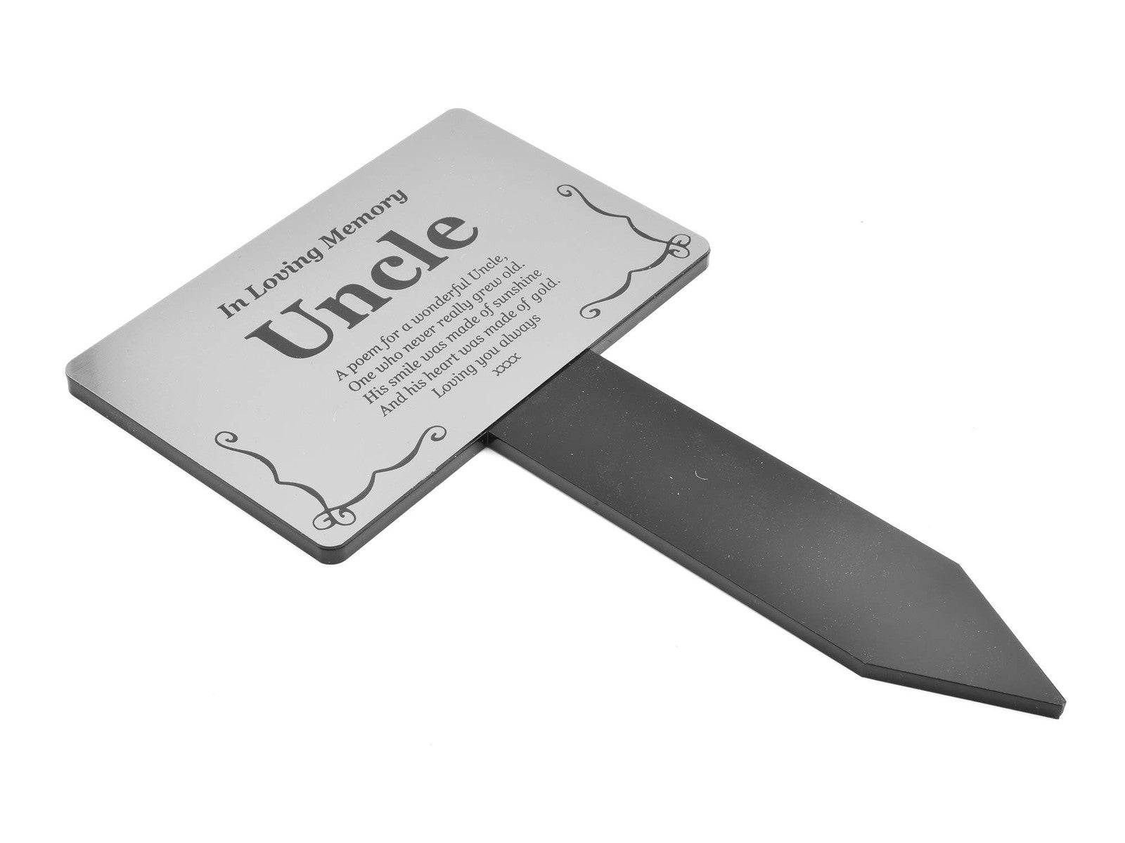 In Loving Memory Uncle Plaque – Engraved Grave Stake 142x242mm – by North By North East – Plaques & Nameplates