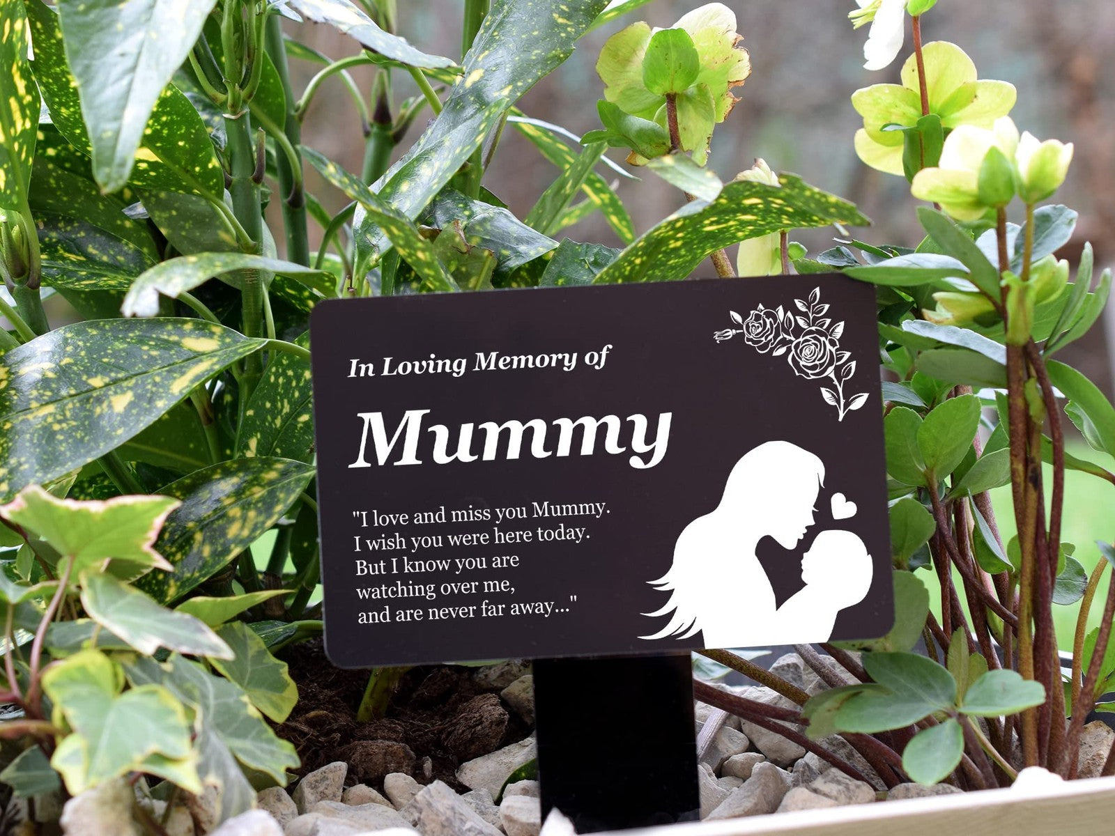 Memorial Plaque with Poem & Illustration – Black Finish Remembrance Gift – by North By North East – Plaques & Nameplates