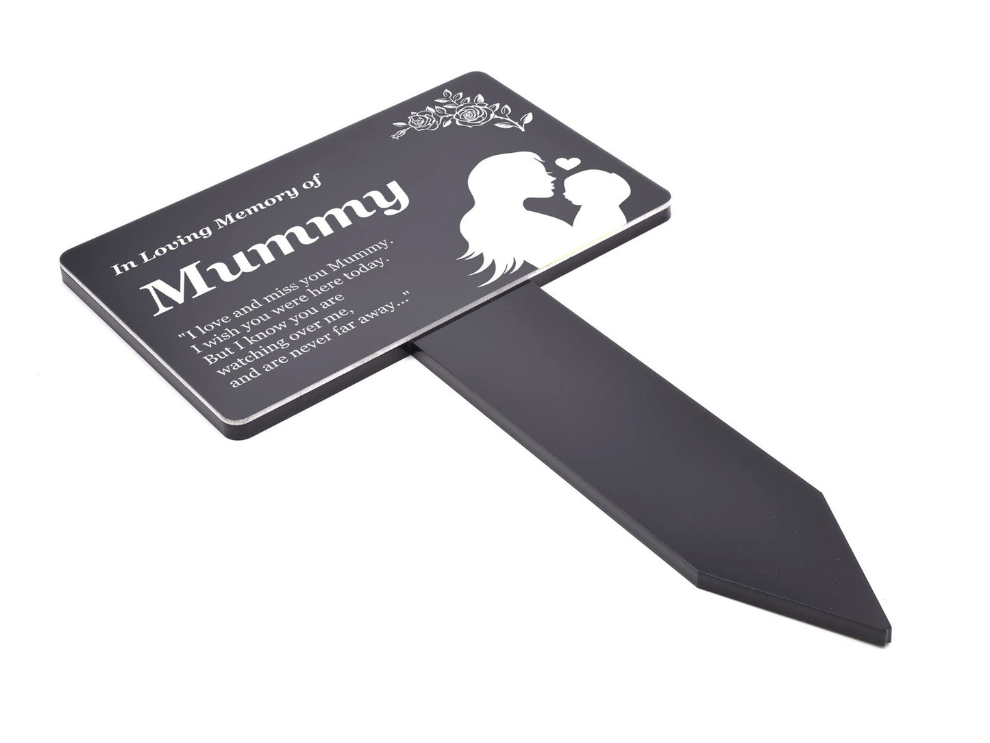 Memorial Plaque with Poem & Illustration – Black Finish Remembrance Gift – by North By North East – Plaques & Nameplates