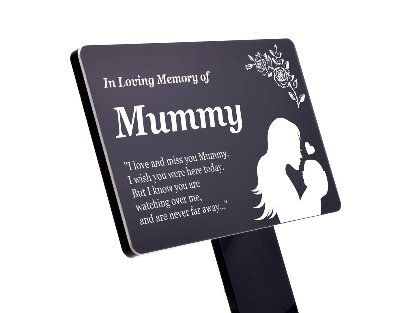 Memorial Plaque with Poem & Illustration – Black Finish Remembrance Gift – by North By North East – Plaques & Nameplates
