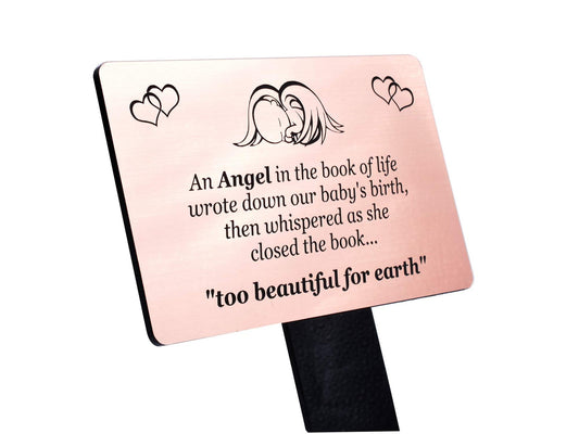 Baby Memorial Stake – Copper Acrylic Plaque with Ground Stake, UK Dispatch – by North By North East – Safety & Warning Signs