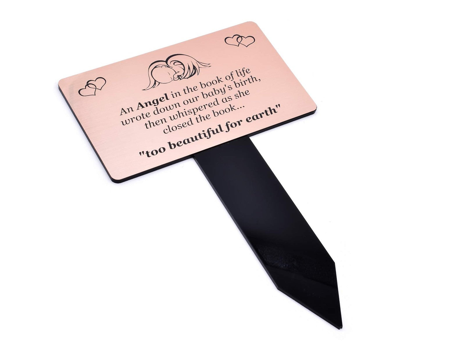 Baby Memorial Stake – Copper Acrylic Plaque with Ground Stake, UK Dispatch – by North By North East – Safety & Warning Signs