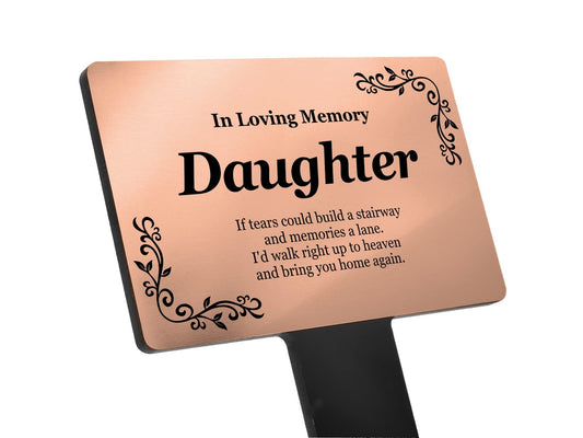 Copper Daughter Memorial Plaque – Tribute Gift with Poem & Illustration – by North By North East – Safety & Warning Signs