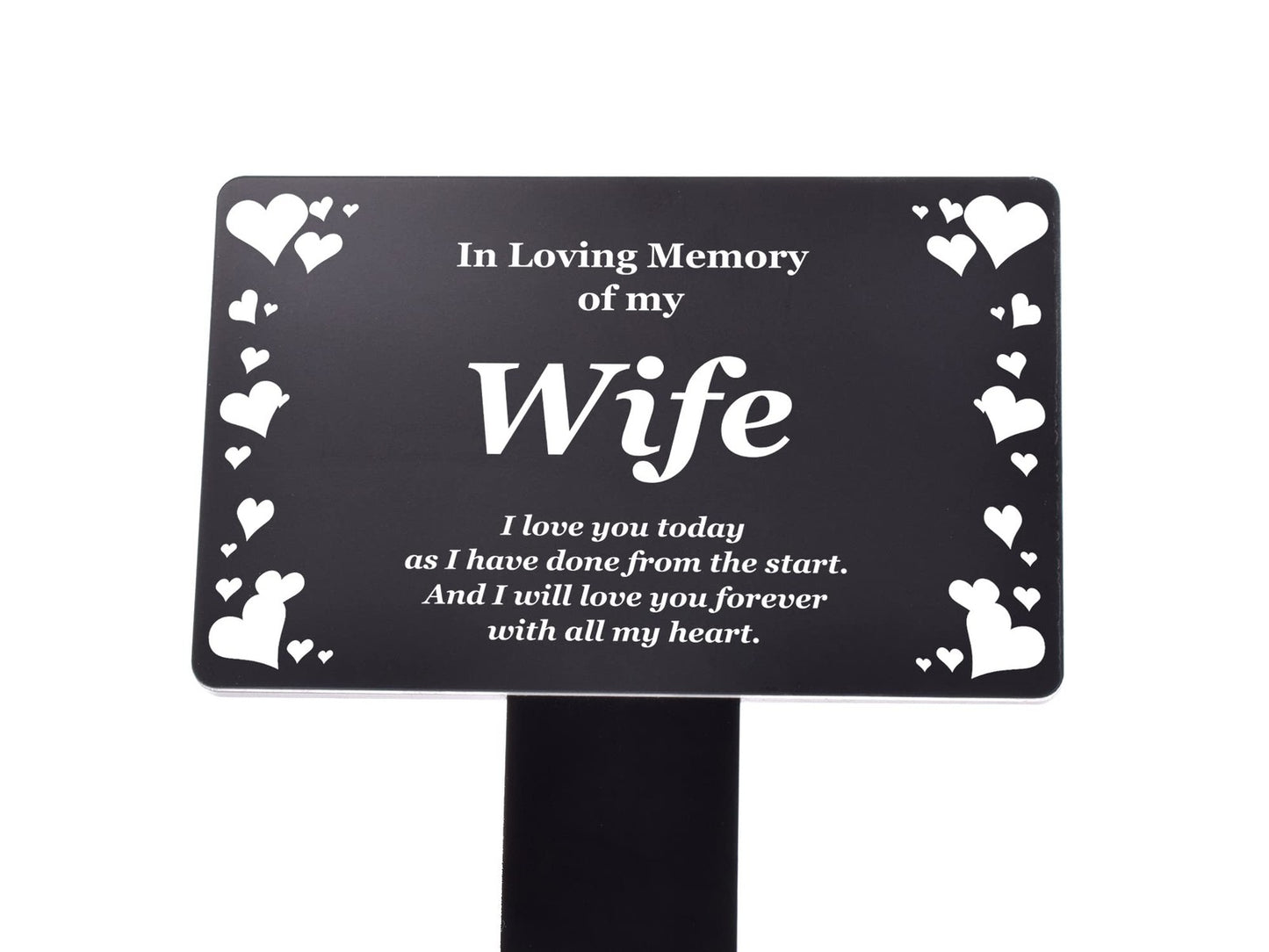 Wife Memorial Plaque with Stake - Black & White Outdoor Acrylic Tribute – by North By North East – Plaques & Nameplates