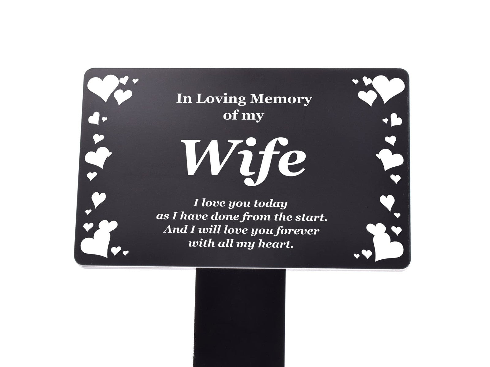 Wife Memorial Plaque with Stake - Black & White Outdoor Acrylic Tribute – by North By North East – Plaques & Nameplates