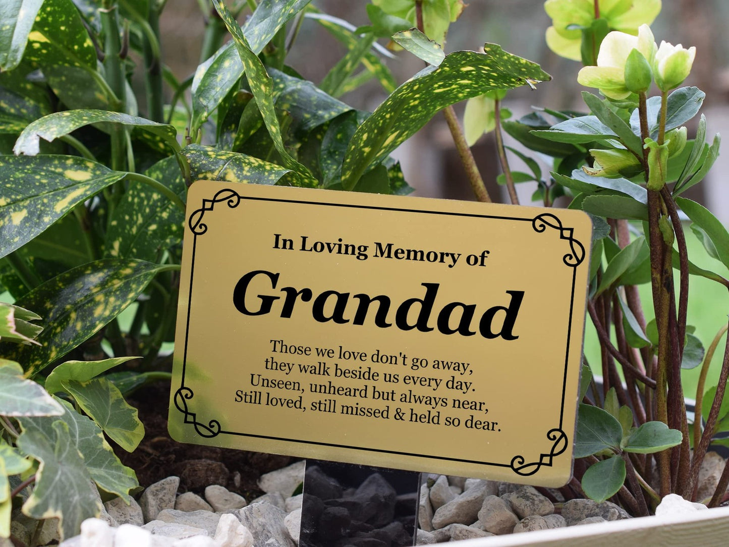 In Loving Memory Grandad Gold Acrylic Memorial Plaque – Grave or Garden Tribute – by North By North East – Plaques & Nameplates