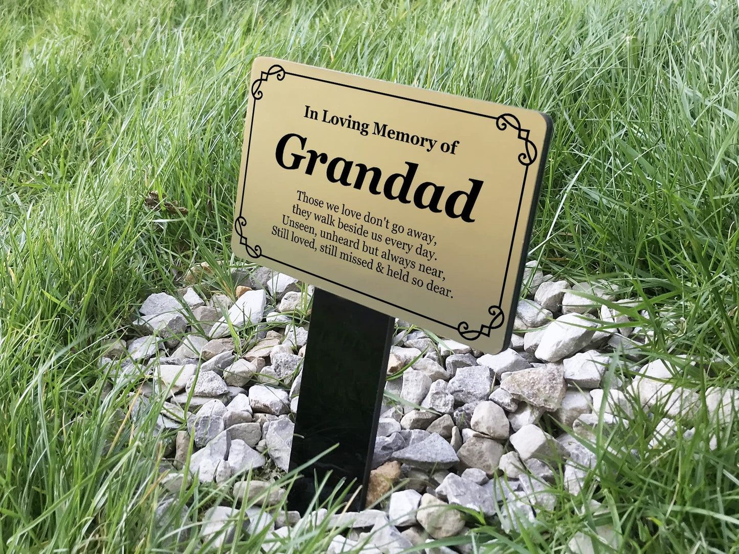 In Loving Memory Grandad Gold Acrylic Memorial Plaque – Grave or Garden Tribute – by North By North East – Plaques & Nameplates