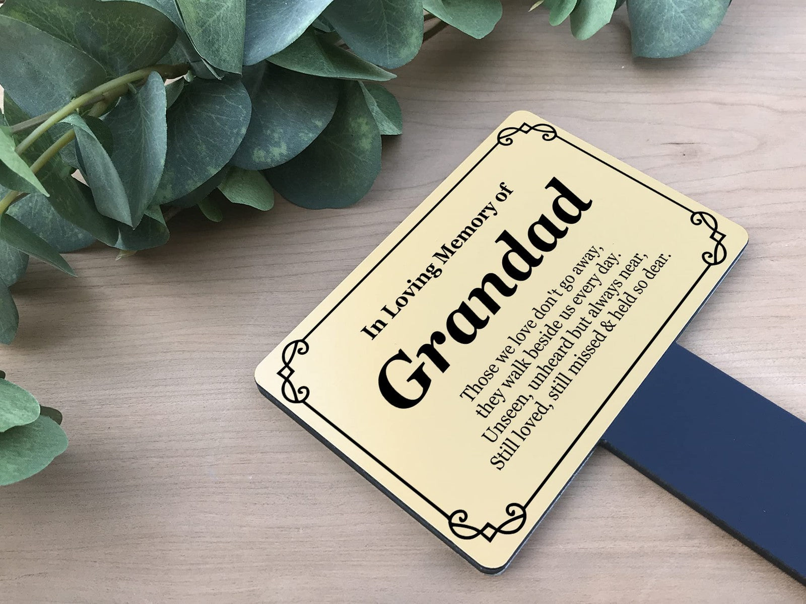In Loving Memory Grandad Gold Acrylic Memorial Plaque – Grave or Garden Tribute – by North By North East – Plaques & Nameplates