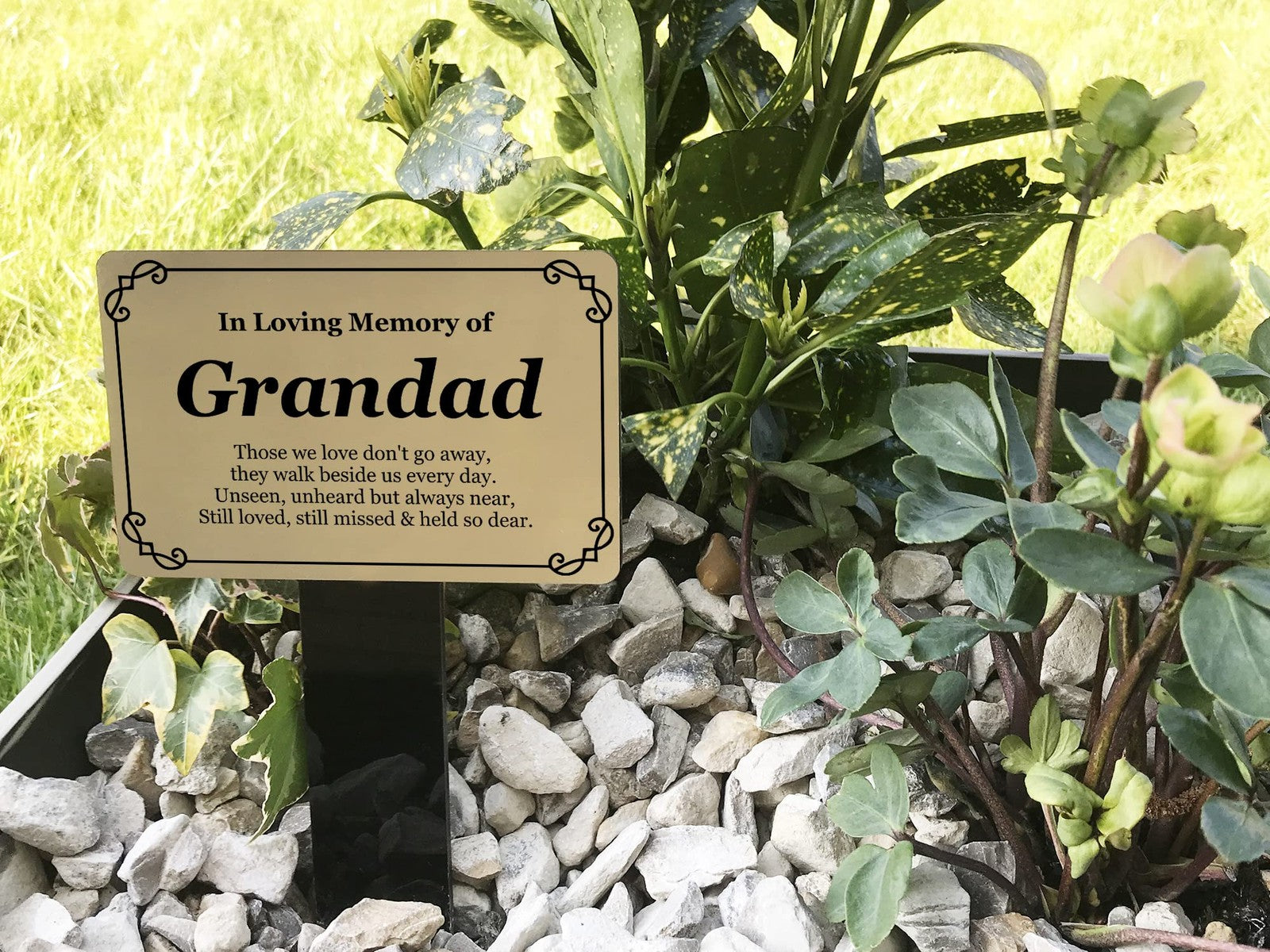 In Loving Memory Grandad Gold Acrylic Memorial Plaque – Grave or Garden Tribute – by North By North East – Plaques & Nameplates