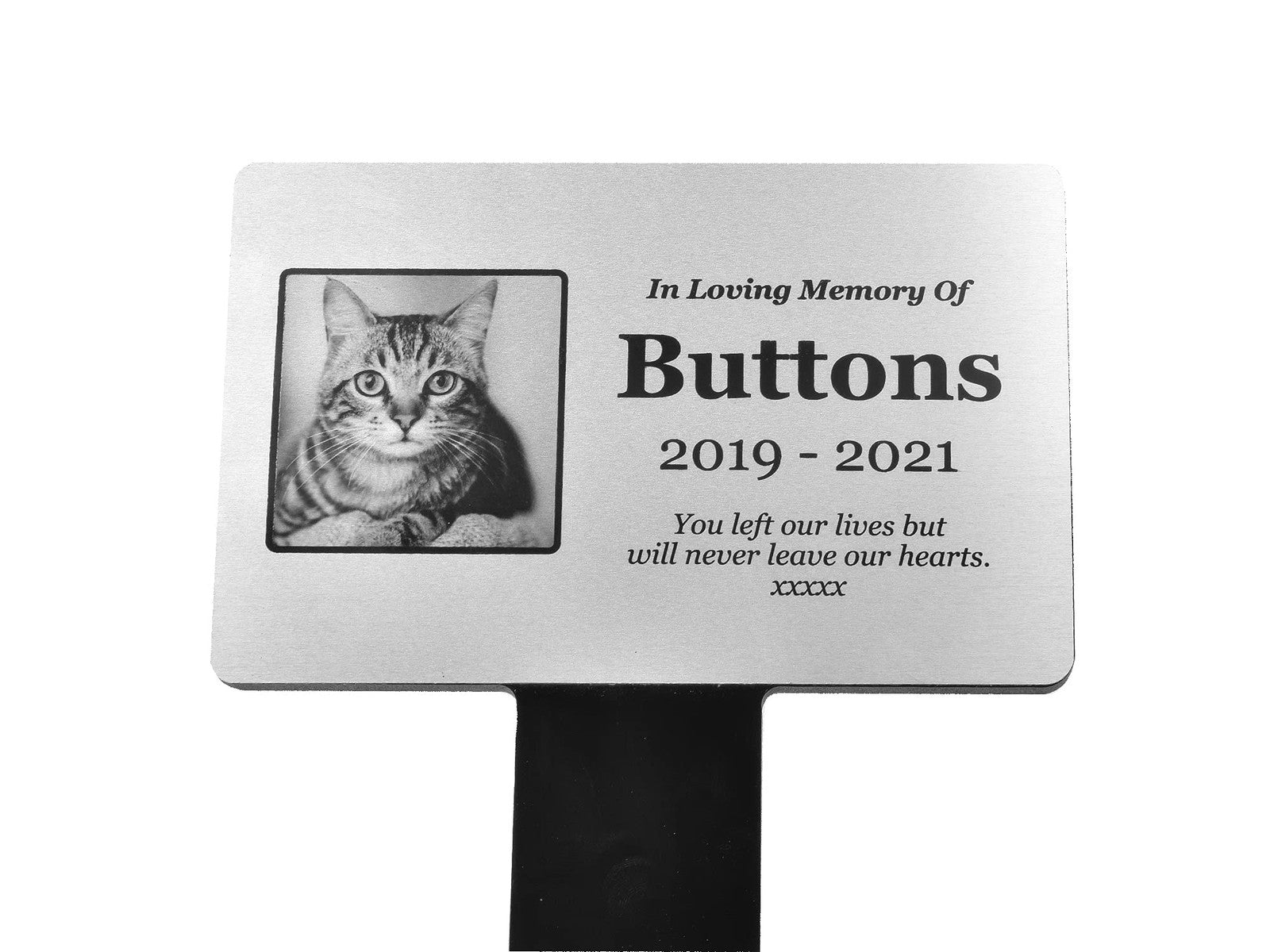 Silver Pet Memorial Plaque with Stake — Personalised Photo & Text (142 × 242 mm, 3 mm, Weatherproof, UK Dispatch) – by North By North East – Plaques & Nameplates