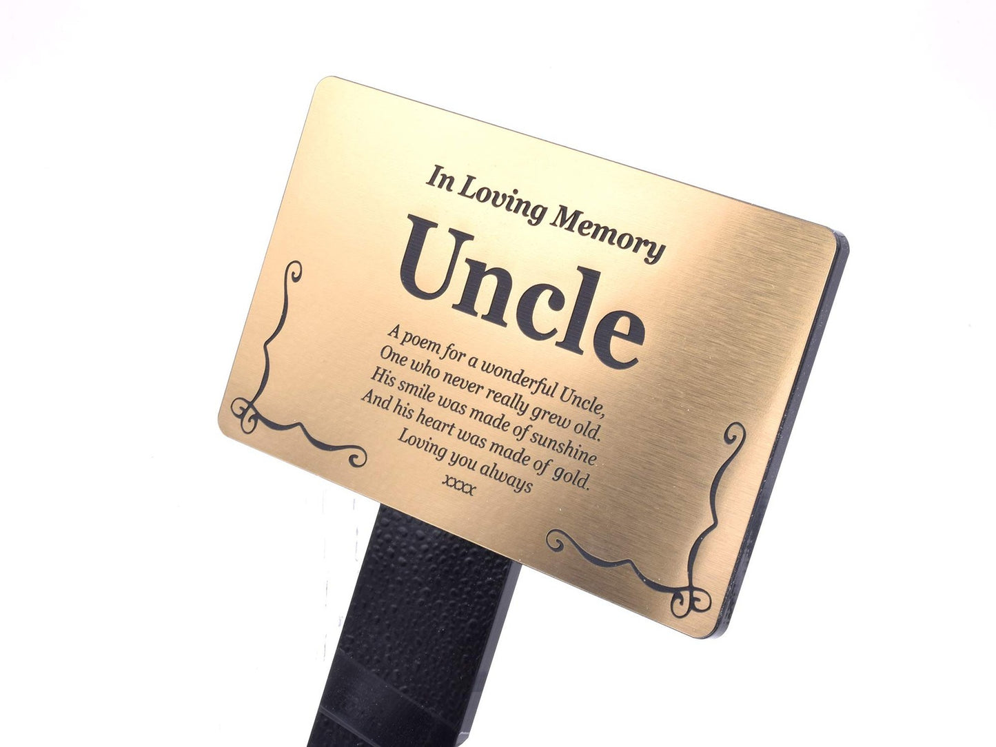 Gold Uncle Memorial Plaque – Tribute with Poem & Illustration – Remembrance Gift – by North By North East – Plaques & Nameplates