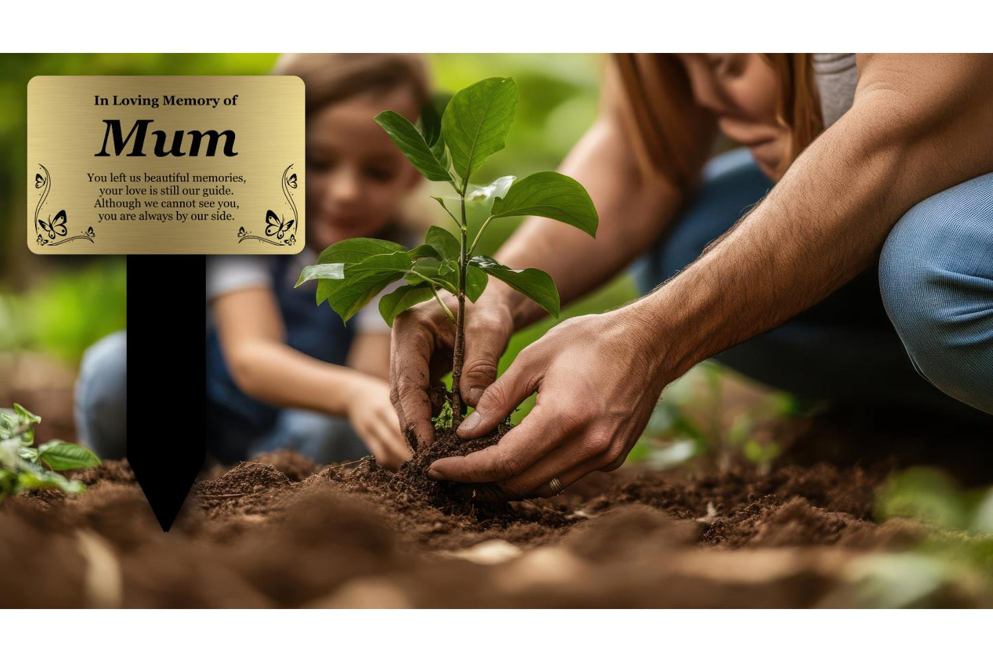 Mum Memorial Plaque Stake – Gold & Black Engraved Grave Marker, Outdoor Tribute – by North By North East – Plaques & Nameplates