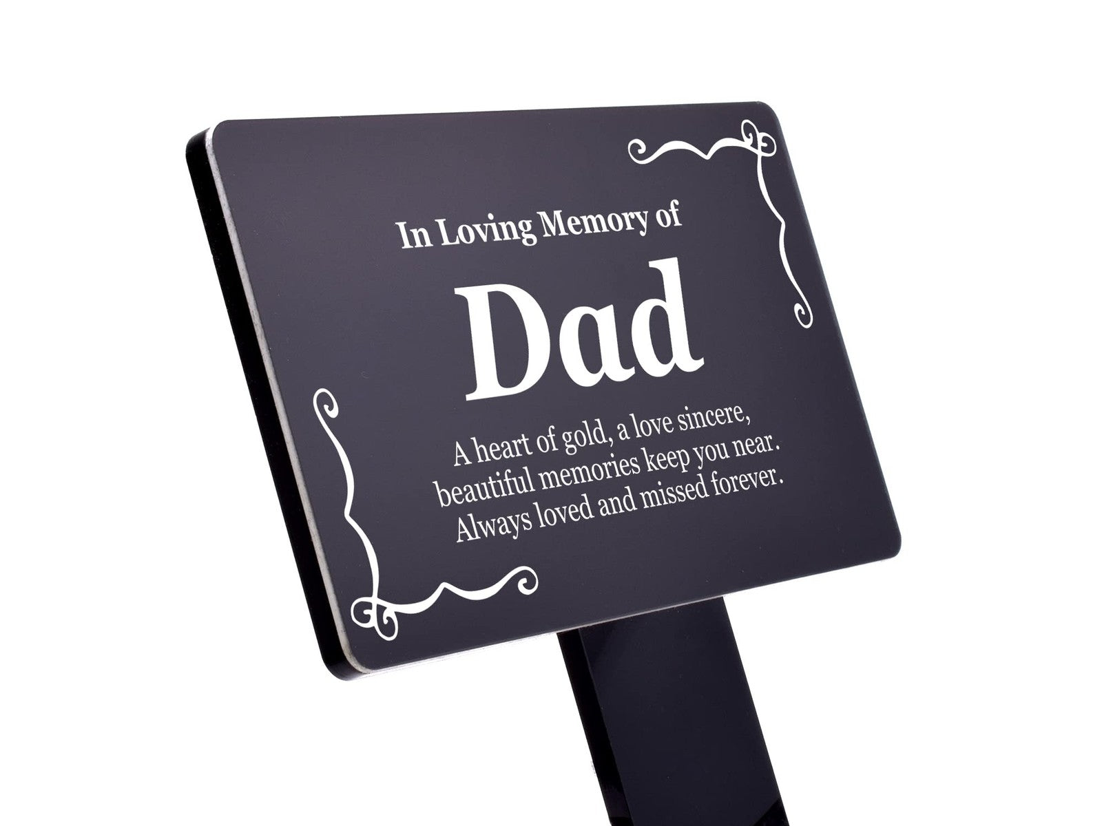 In Loving Memory Dad Plaque – Black & White Waterproof Grave Stake 142x242mm – by North By North East – Plaques & Nameplates