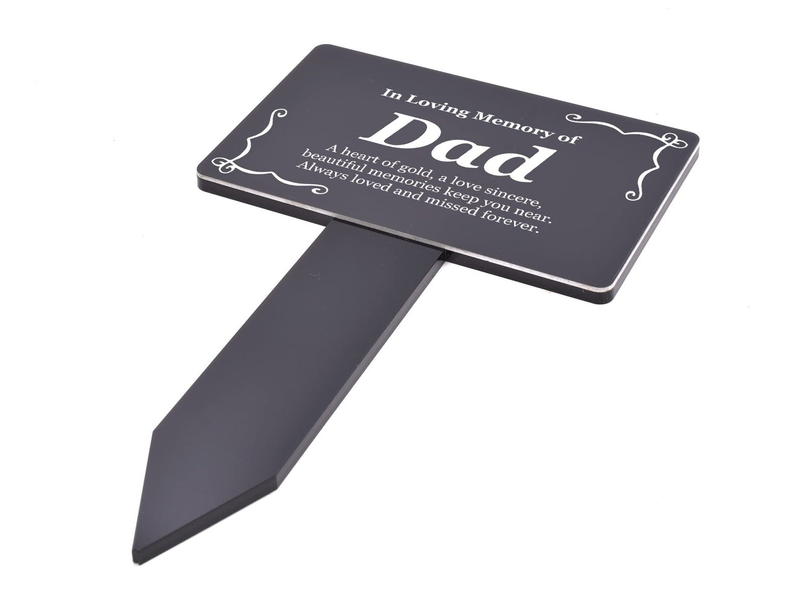 In Loving Memory Dad Plaque – Black & White Waterproof Grave Stake 142x242mm – by North By North East – Plaques & Nameplates
