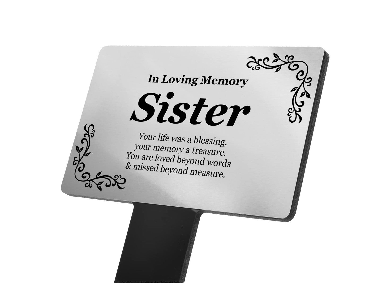 Sister Memorial Stake – Silver Acrylic Plaque on Stake, 230×140 mm, UK Dispatch – by North By North East – Plaques & Nameplates