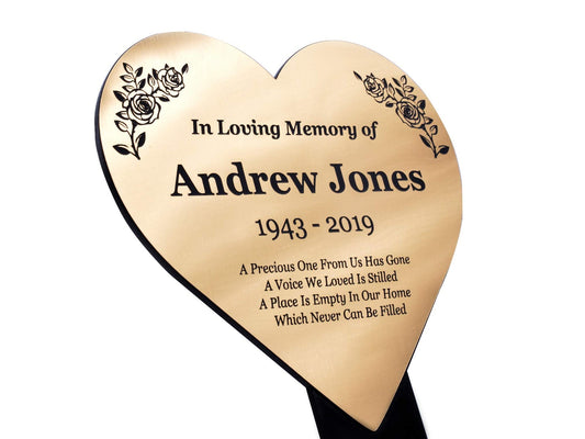 Personalised Metallic Memorial Plaque – Custom Engraved Grave or Garden Tribute