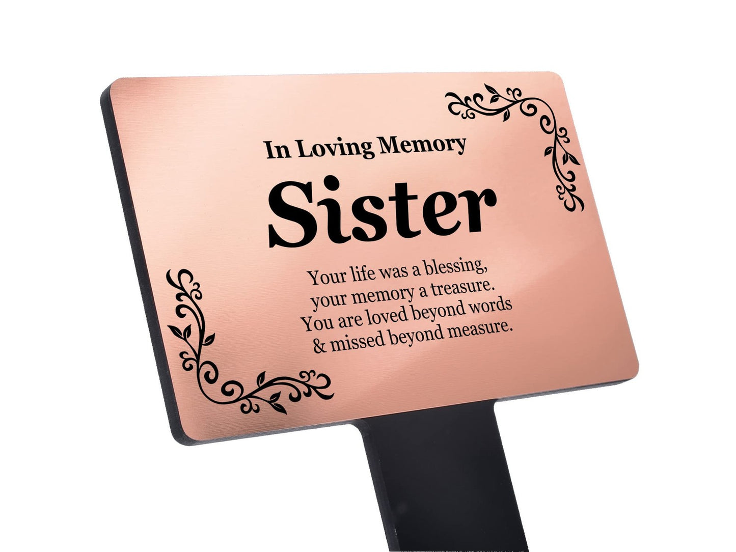 Copper Acrylic Memorial Plaque with Stake – Sister Tribute Grave Marker – by North By North East – Safety & Warning Signs