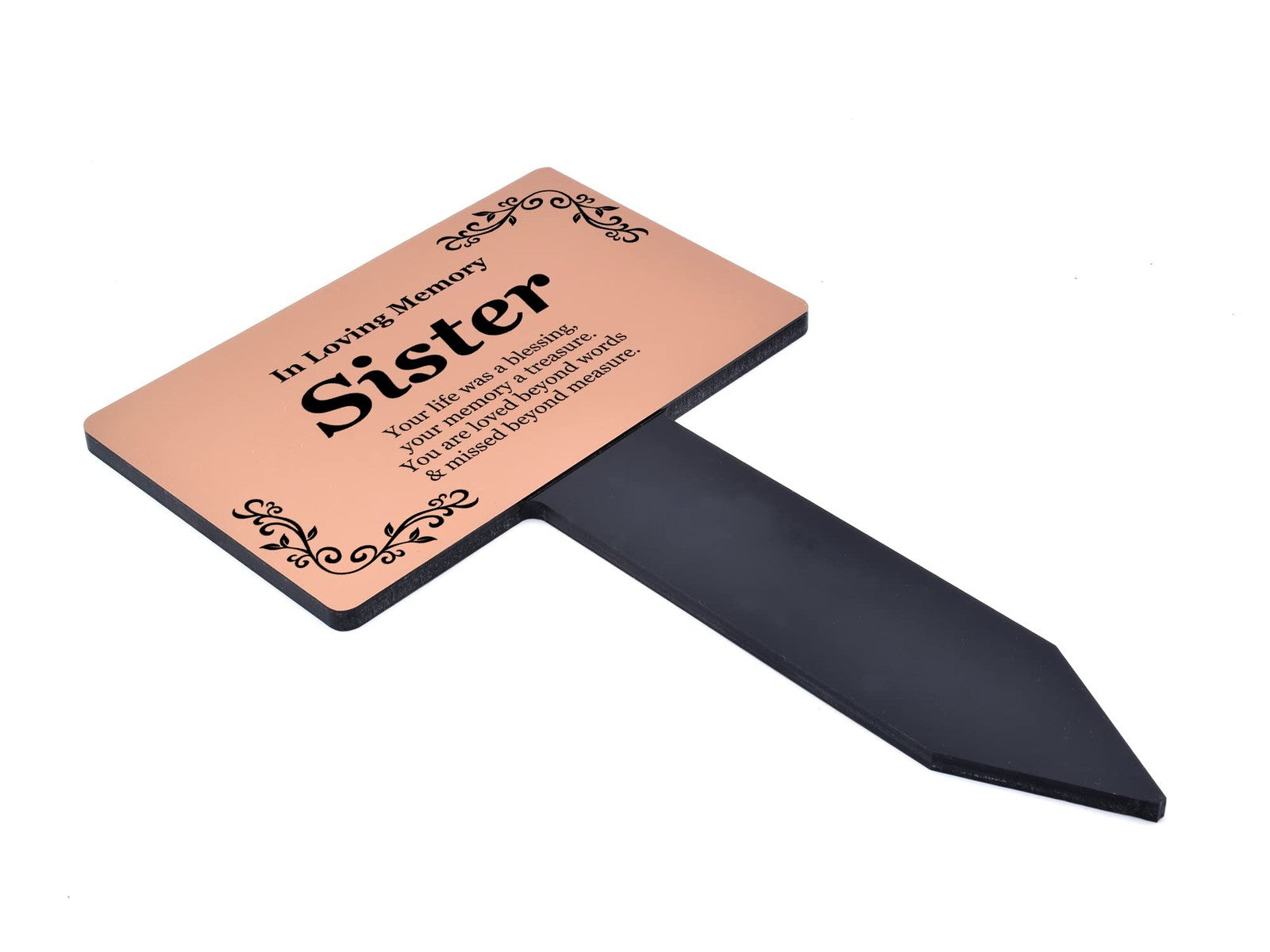 Copper Acrylic Memorial Plaque with Stake – Sister Tribute Grave Marker – by North By North East – Safety & Warning Signs