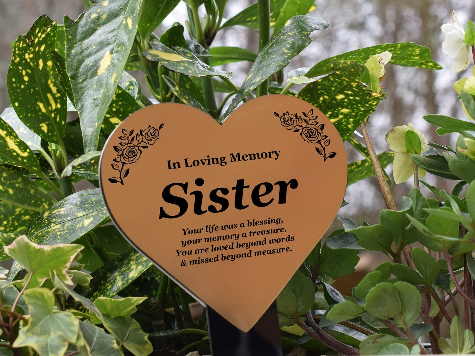 Sister Memorial Stake – Copper Acrylic Plaque with Ground Stake, UK Dispatch – by North By North East – Safety & Warning Signs