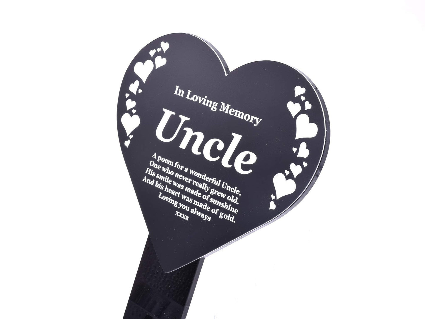 In Loving Memory Uncle Heart Plaque – Waterproof Grave/Garden Stake 143x258mm – by North By North East – Plaques & Nameplates