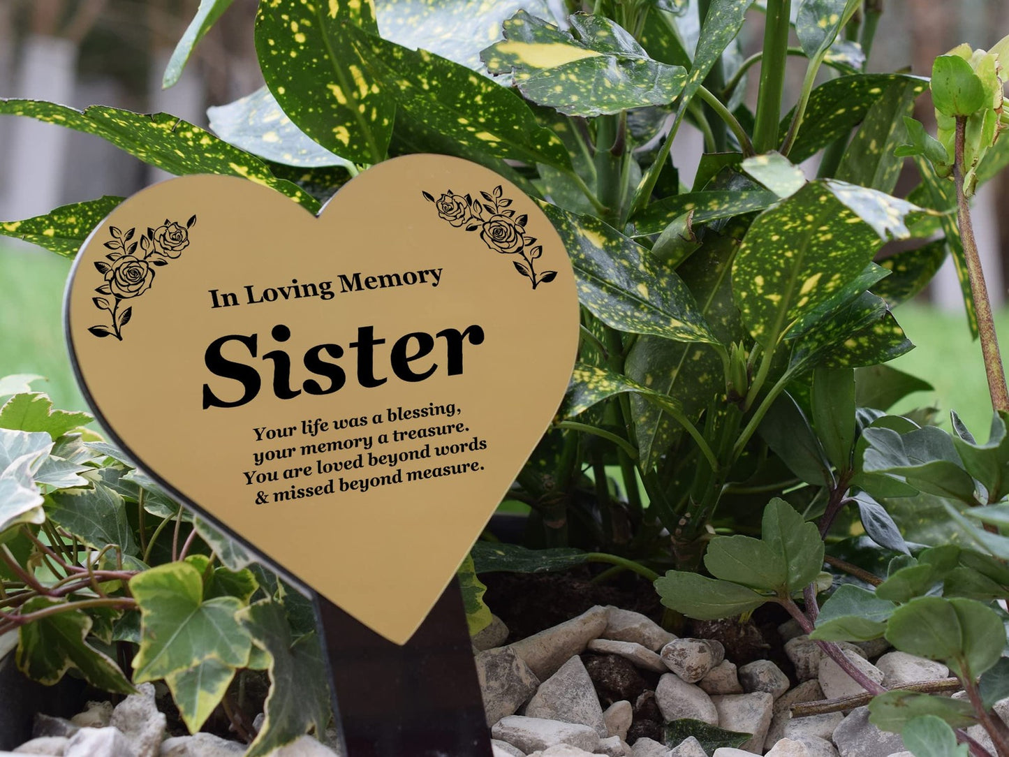 Heart Memorial Stake “Special Friend” – Gold Acrylic Plaque on Stake, UK Made – by North By North East – Plaques & Nameplates