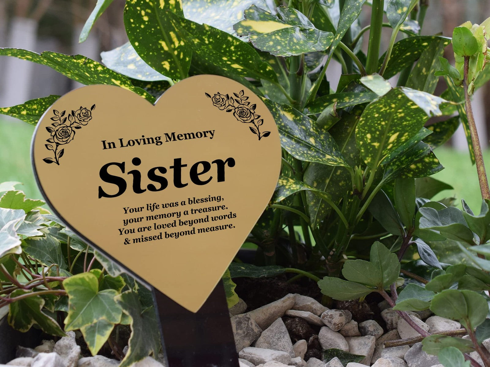 Heart Memorial Stake “Special Friend” – Gold Acrylic Plaque on Stake, UK Made – by North By North East – Plaques & Nameplates