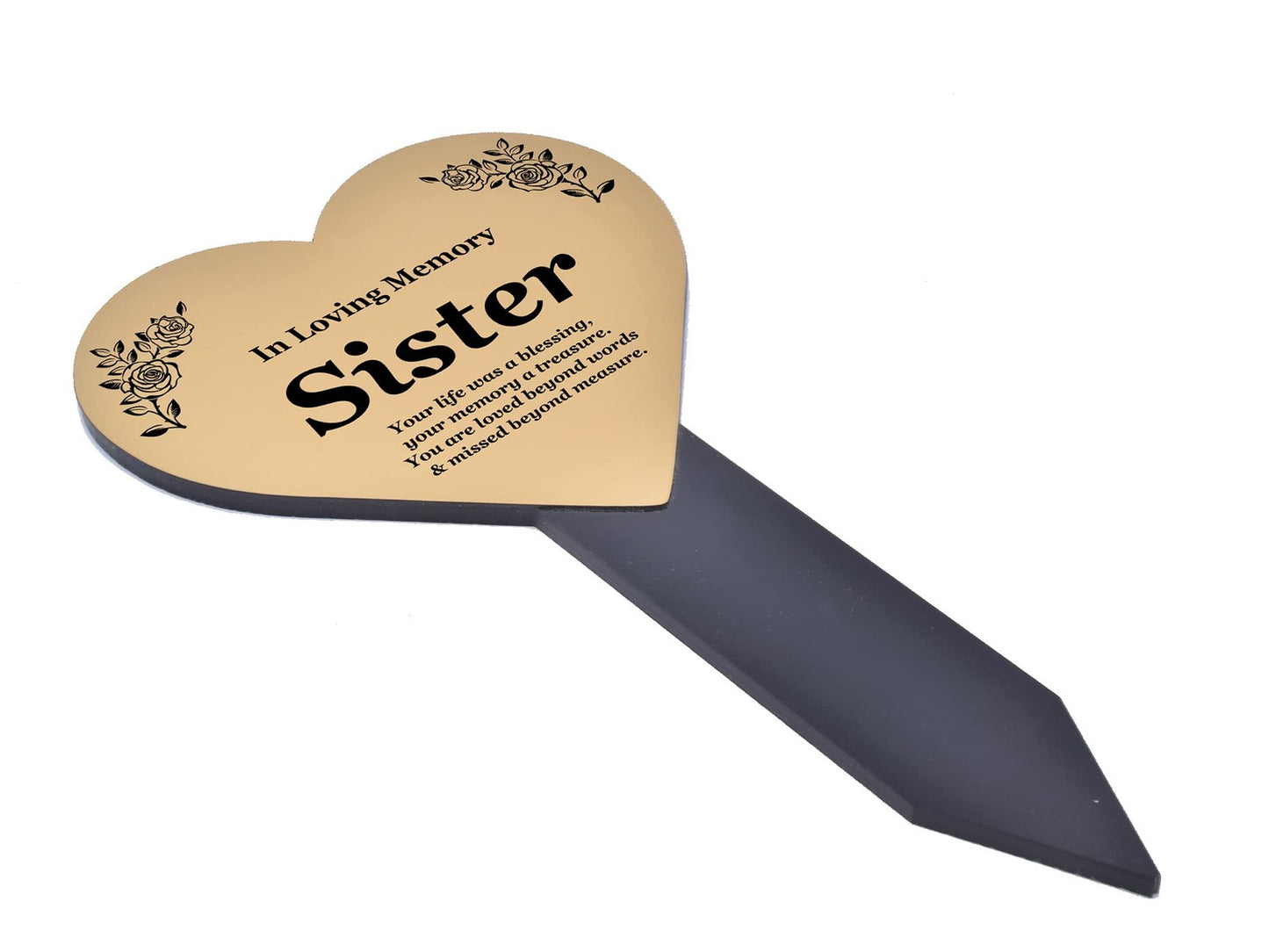 Heart Memorial Stake “Special Friend” – Gold Acrylic Plaque on Stake, UK Made – by North By North East – Plaques & Nameplates