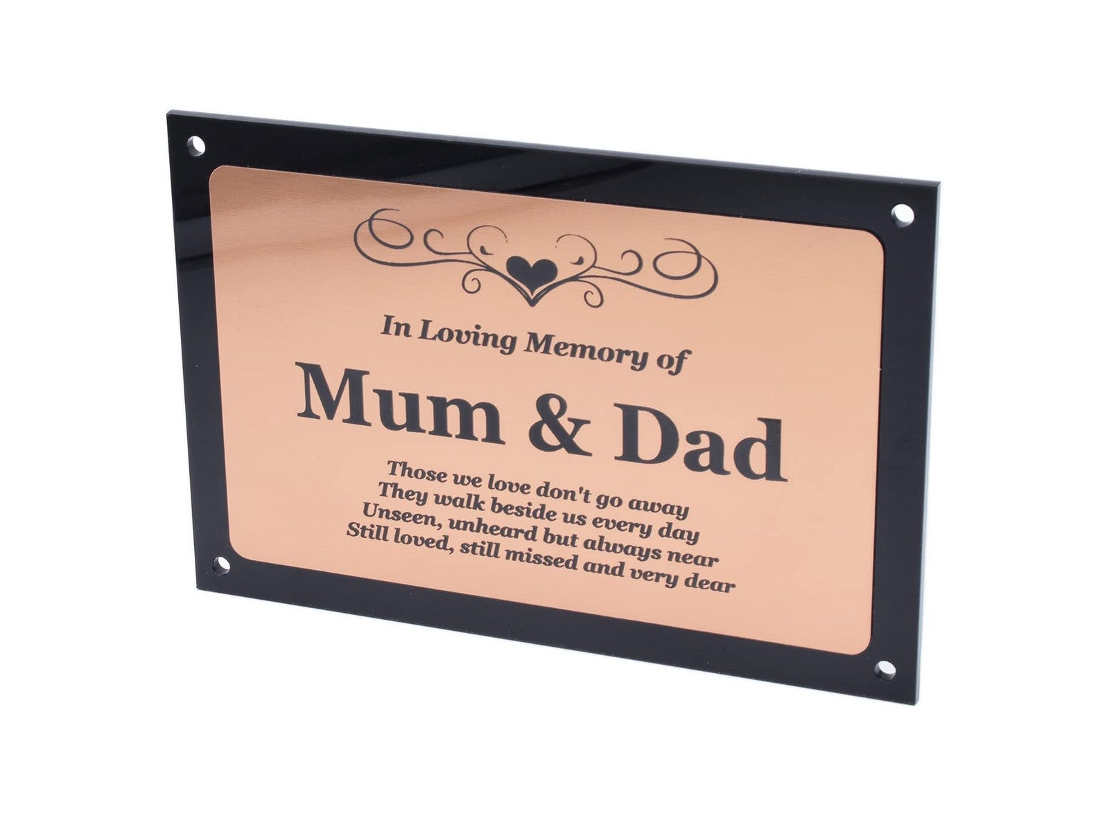 Copper Aluminium Memorial Plaque Mum & Dad – Indoor Outdoor Grave Marker Sign – by North By North East – Safety & Warning Signs
