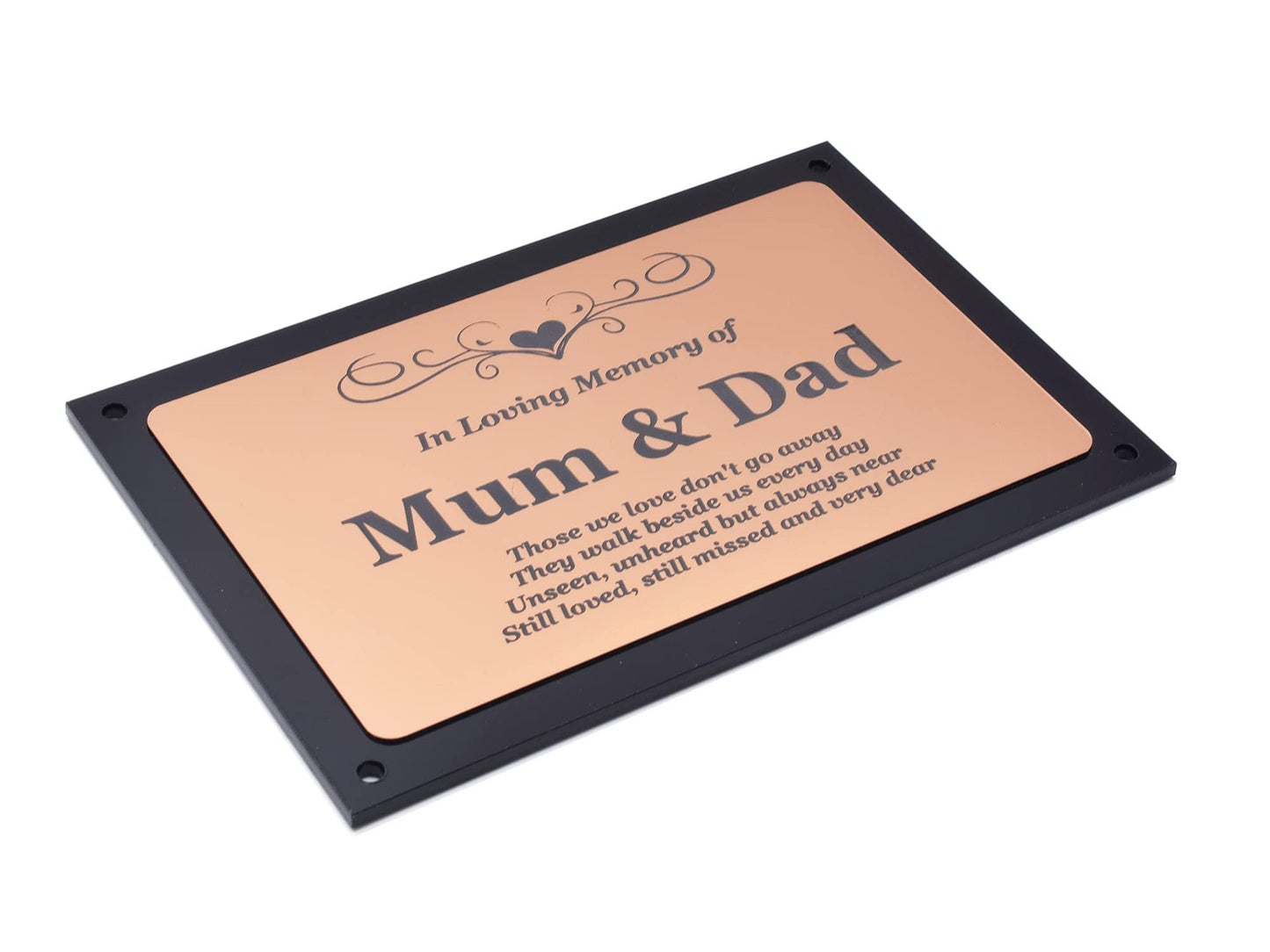 Copper Aluminium Memorial Plaque Mum & Dad – Indoor Outdoor Grave Marker Sign – by North By North East – Safety & Warning Signs
