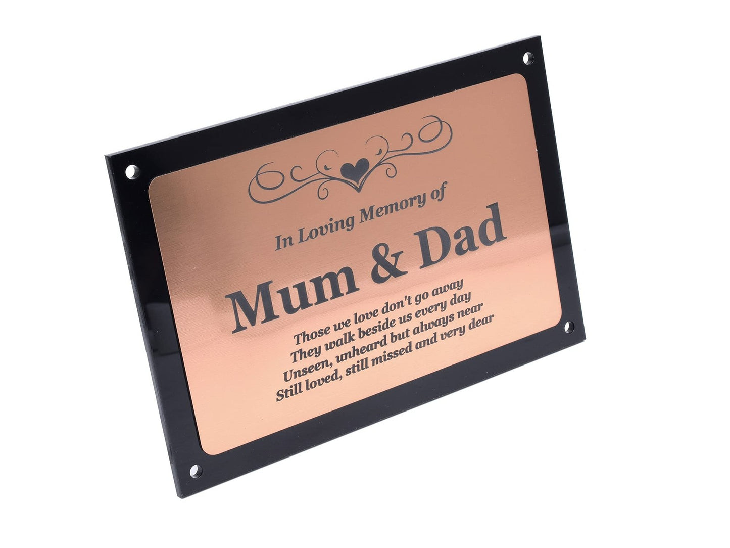 Copper Aluminium Memorial Plaque Mum & Dad – Indoor Outdoor Grave Marker Sign – by North By North East – Safety & Warning Signs