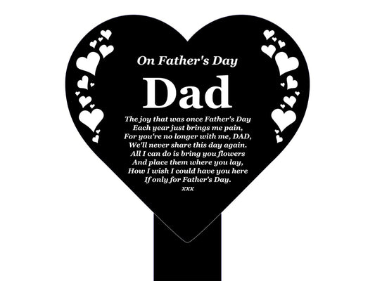 Black & White Heart Memorial Stake Plaque – Father’s Day Gift – by North By North East – Plaques & Nameplates