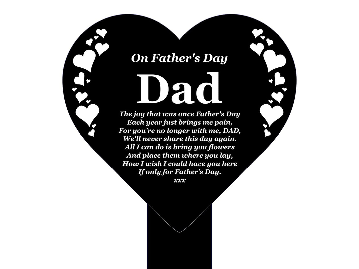 Black & White Heart Memorial Stake Plaque – Father’s Day Gift – by North By North East – Plaques & Nameplates