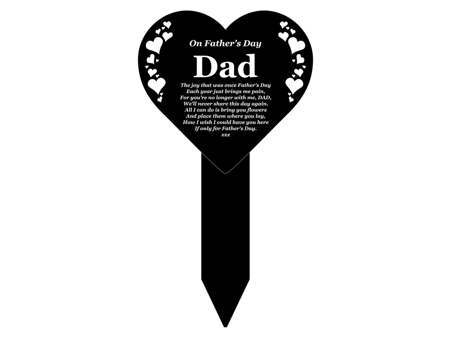 Black & White Heart Memorial Stake Plaque – Father’s Day Gift – by North By North East – Plaques & Nameplates