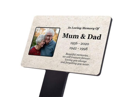 Personalised Granite Style Memorial Plaque with Stake for Photo & Text