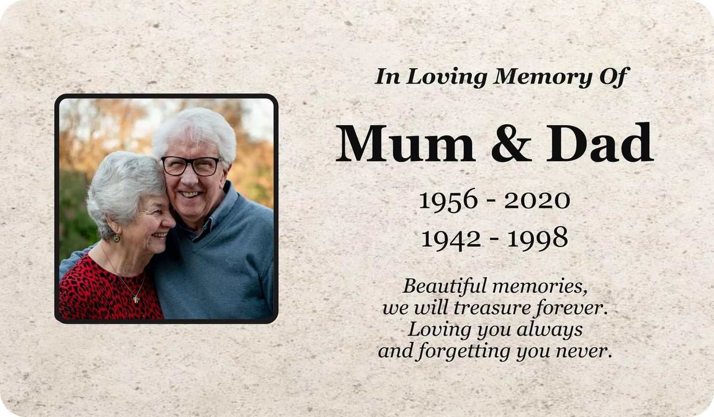 Personalised Granite-Style Memorial Plaque — Photo & Text Grave/Garden Stake (140 × 250 mm, 3 mm Acrylic, Weatherproof) – by North By North East – Plaques & Nameplates