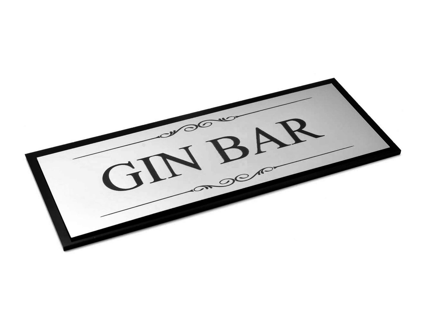 Gin Bar Elegant Door Sign – Silver & Black – Self-Adhesive – by North By North East – Signs