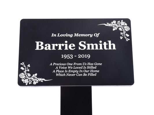 Black & White Custom Memorial Plaque – Outdoor Garden Tribute – by North By North East – Plaques & Nameplates