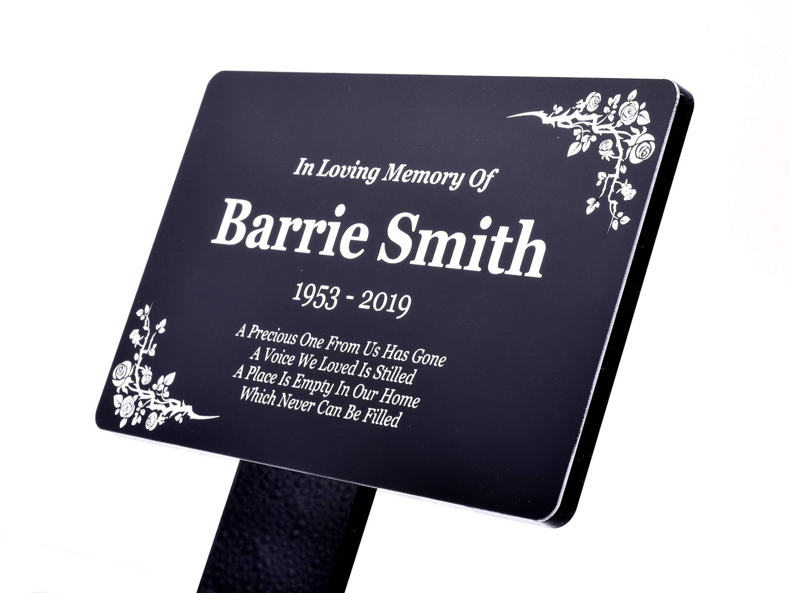 Black & White Custom Memorial Plaque – Outdoor Garden Tribute – by North By North East – Plaques & Nameplates
