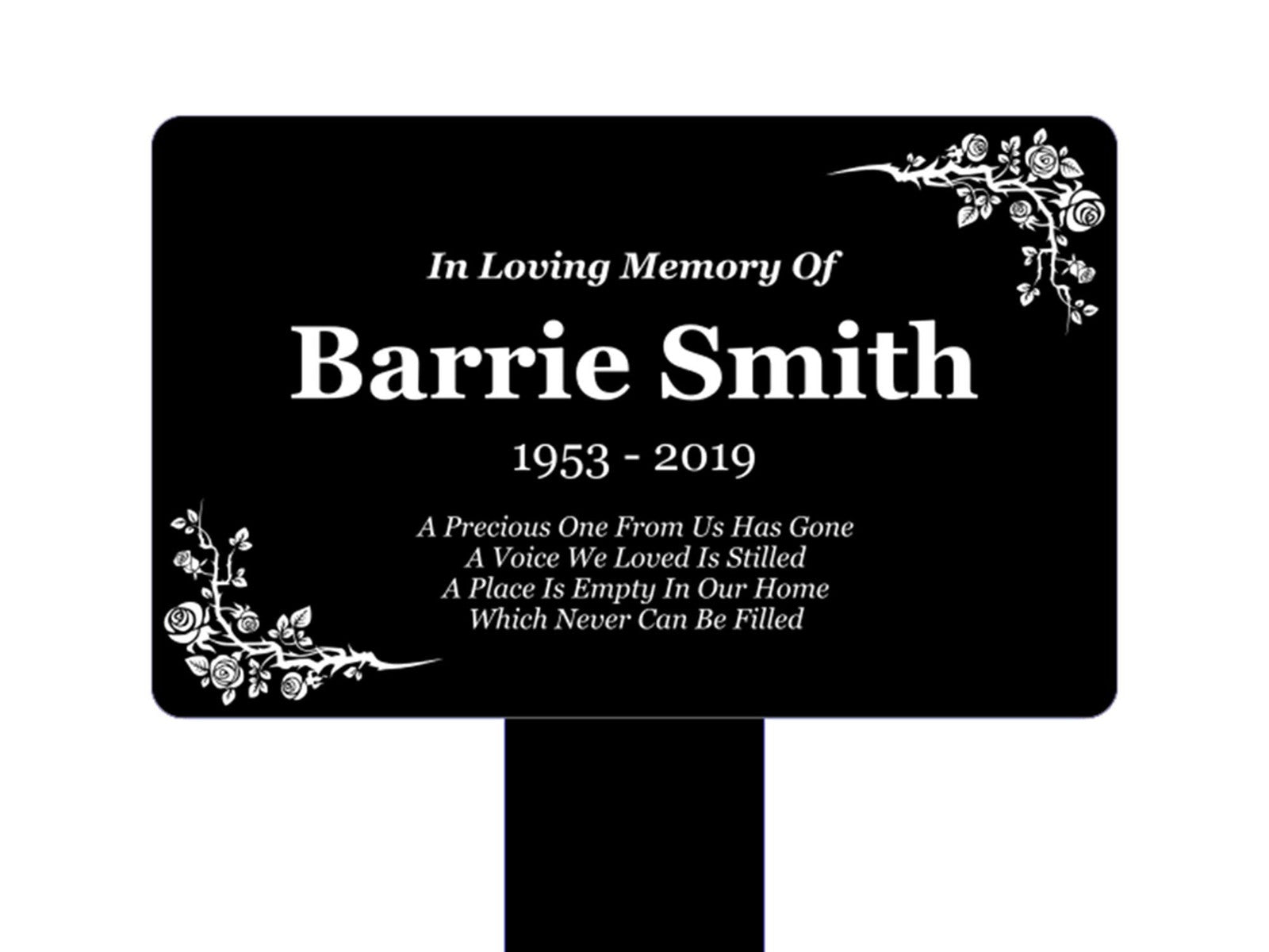 Black & White Custom Memorial Plaque – Outdoor Garden Tribute – by North By North East – Plaques & Nameplates