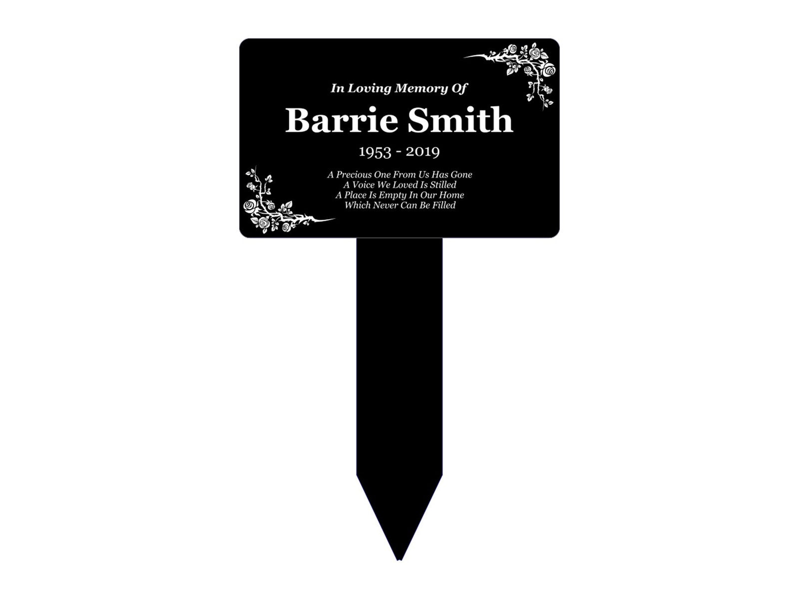 Black & White Custom Memorial Plaque – Outdoor Garden Tribute – by North By North East – Plaques & Nameplates