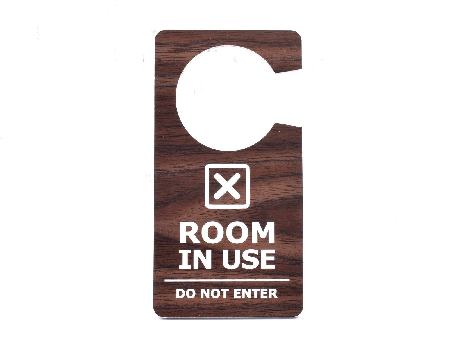 "Room In Use – Do Not Enter" wood-effect door hanging sign – by North By North East – Signs