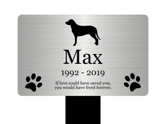 Personalised Dog Memorial Grave Marker Silver Acrylic Stake Outdoor Pet Tribute
