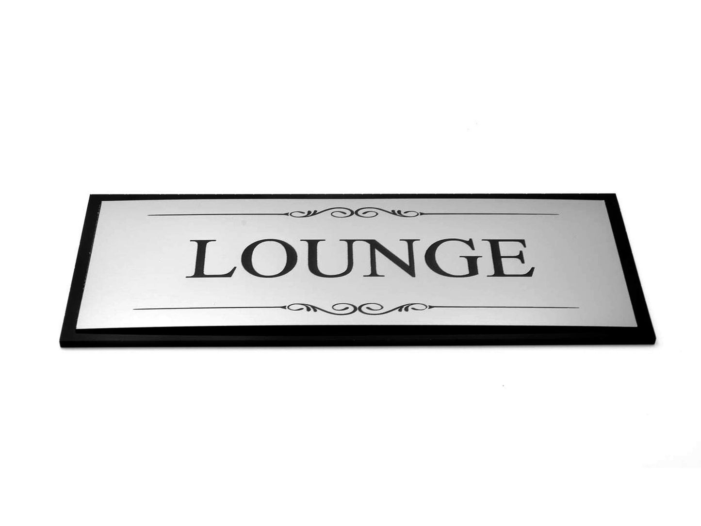 Silver Lounge Door Sign – 110x170mm Self Adhesive Aluminium Plaque – by North By North East – Business Hours & Policy Signs