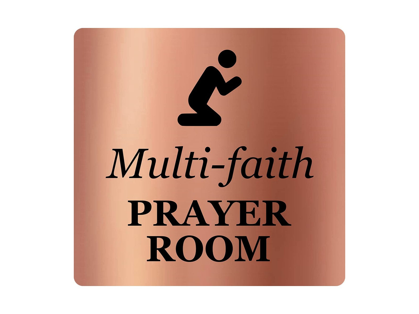 Copper Multi Faith Prayer Room Sign – 145mm Self Adhesive Aluminium – by North By North East – Safety & Warning Signs