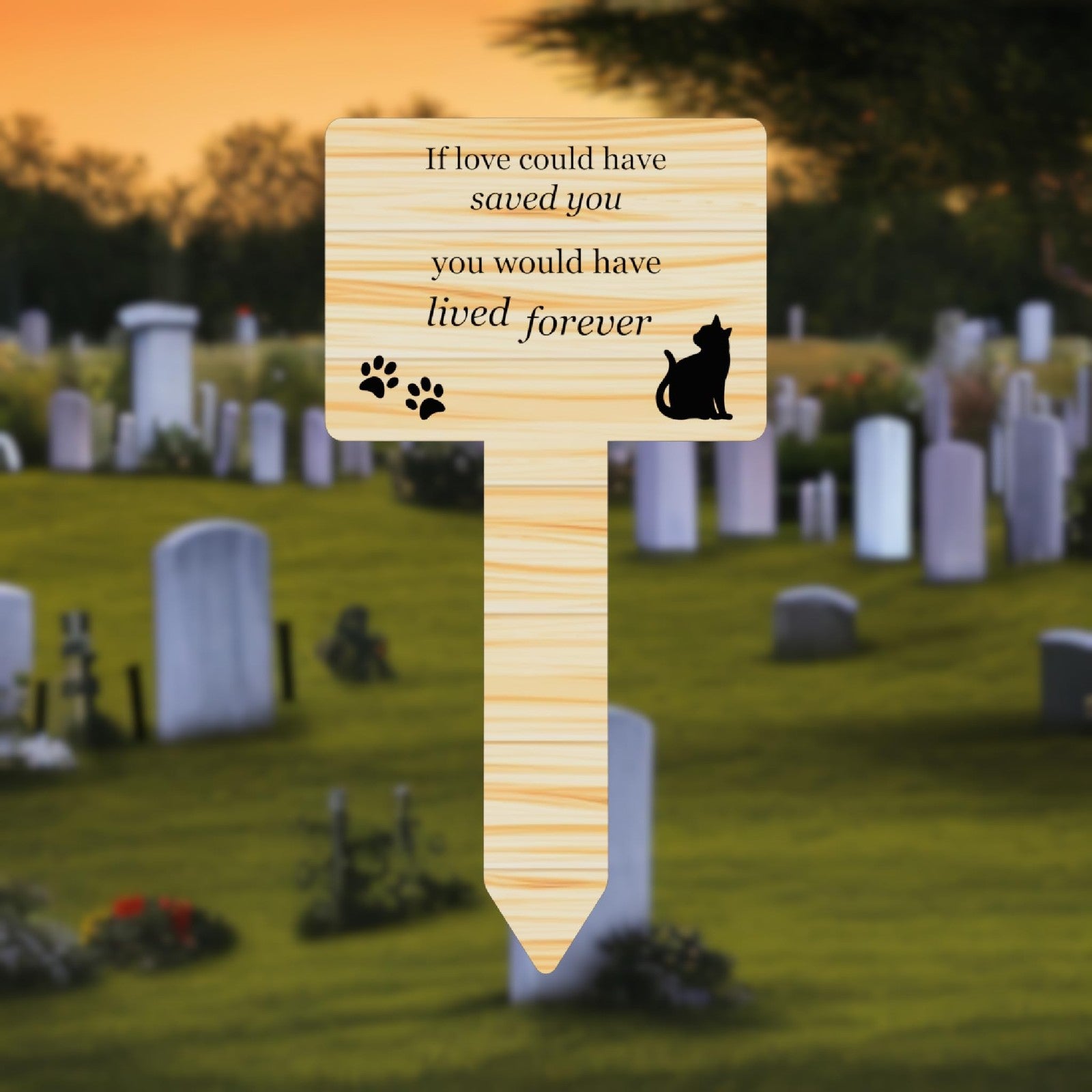 Cat Memorial Stake – Outdoor Grave Marker with Poem | Weatherproof Pet Tribute – by North By North East – Plaques & Nameplates