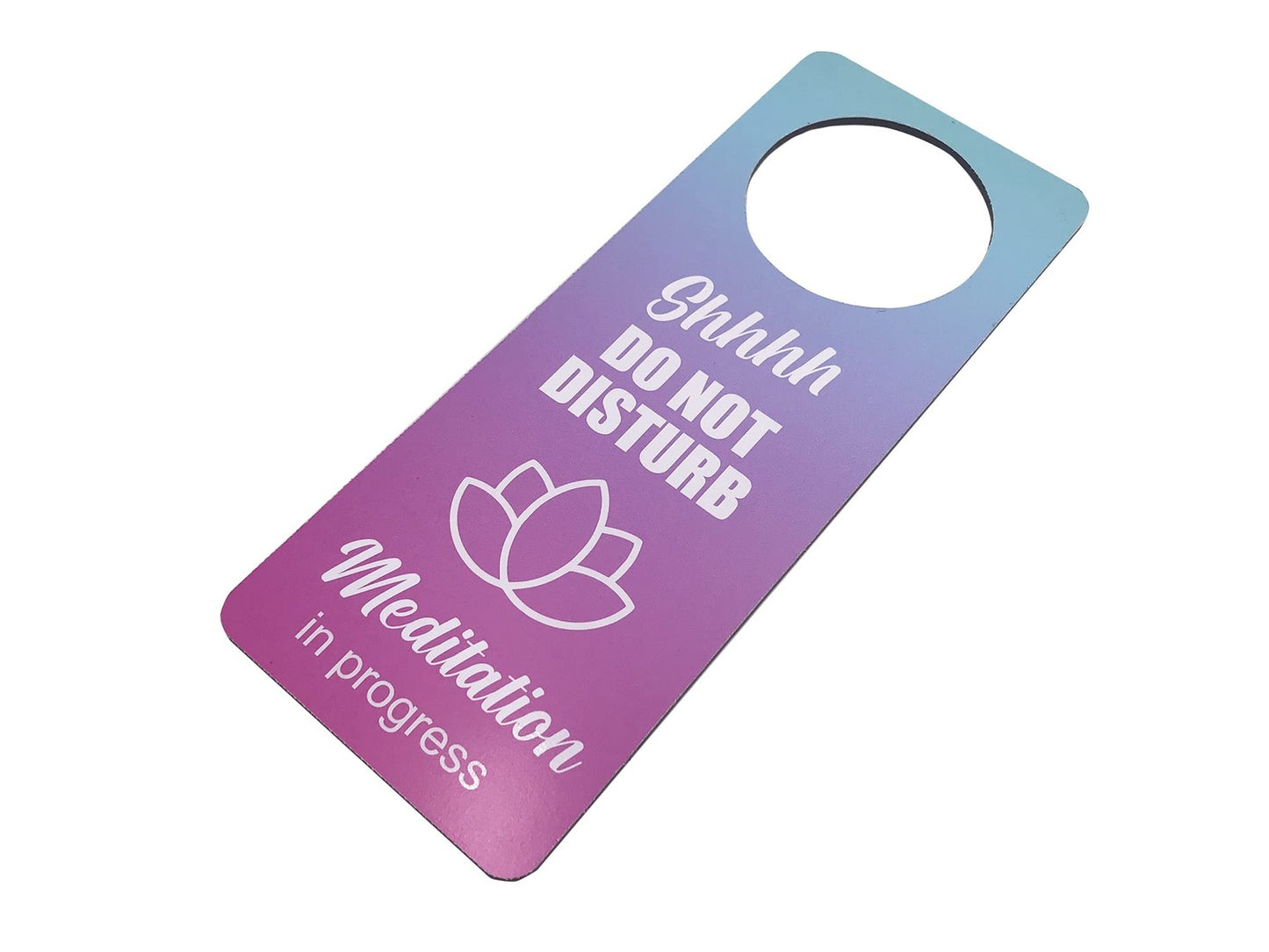 Pink ACM Meditation in Progress Door Hanger Sign – 230mm x 90mm – by North By North East – Signs