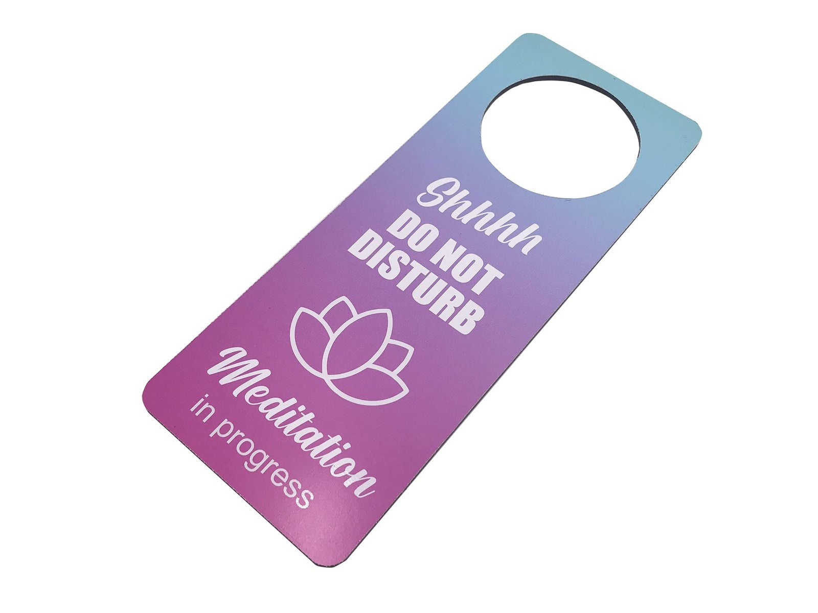 Pink ACM Meditation in Progress Door Hanger Sign – 230mm x 90mm – by North By North East – Signs