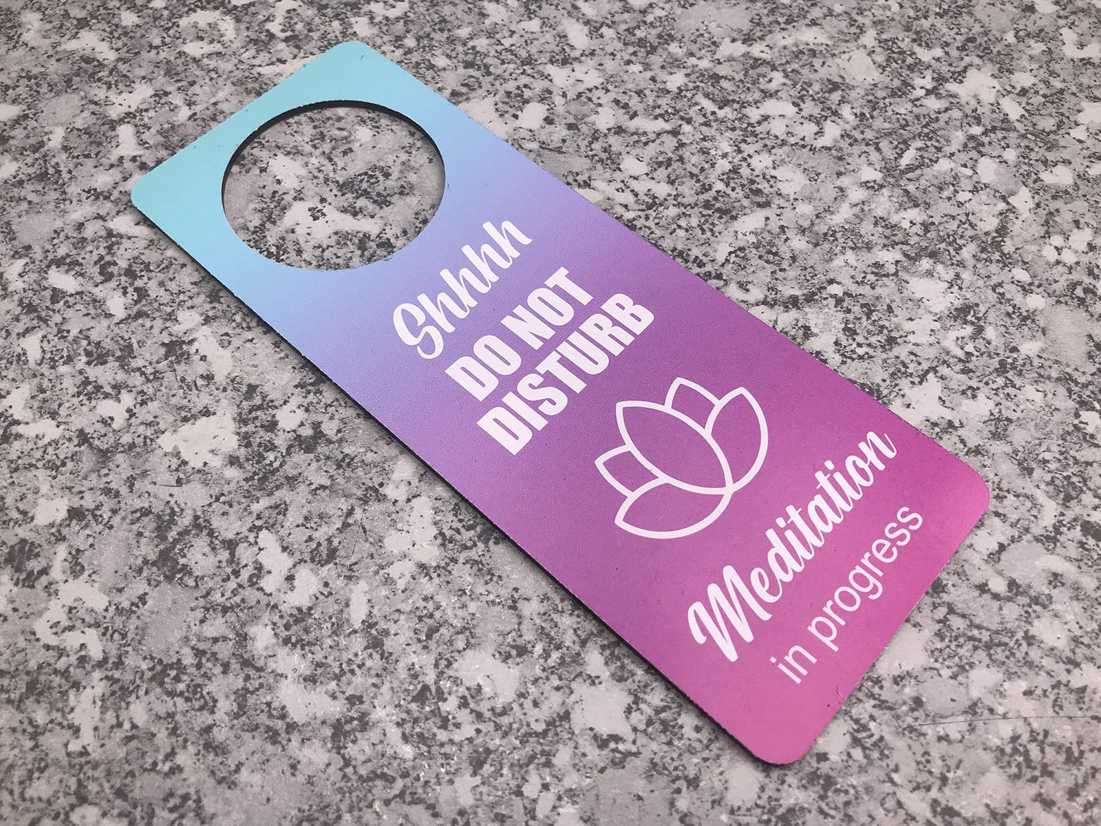 Pink ACM Meditation in Progress Door Hanger Sign – 230mm x 90mm – by North By North East – Signs